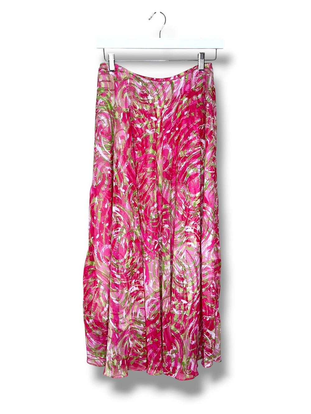 Ruby Rd Pink Abstract Swirl Print Flowy Maxi Skirt Boho Resort Wear Women Size 6